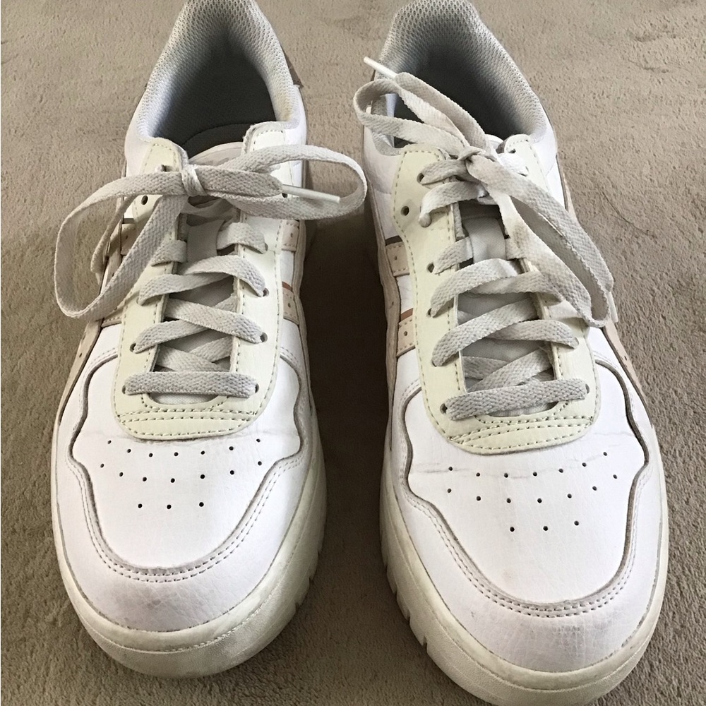 Asics Japan S PF Women's Size 40 White Leather Platform Low Top Sneakers Lace Up